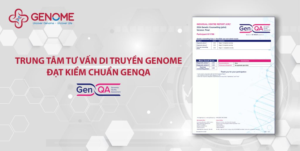 Trung tâm tư vấn di truyền Genome đạt chứng nhận ngoại kiểm GenQA 
