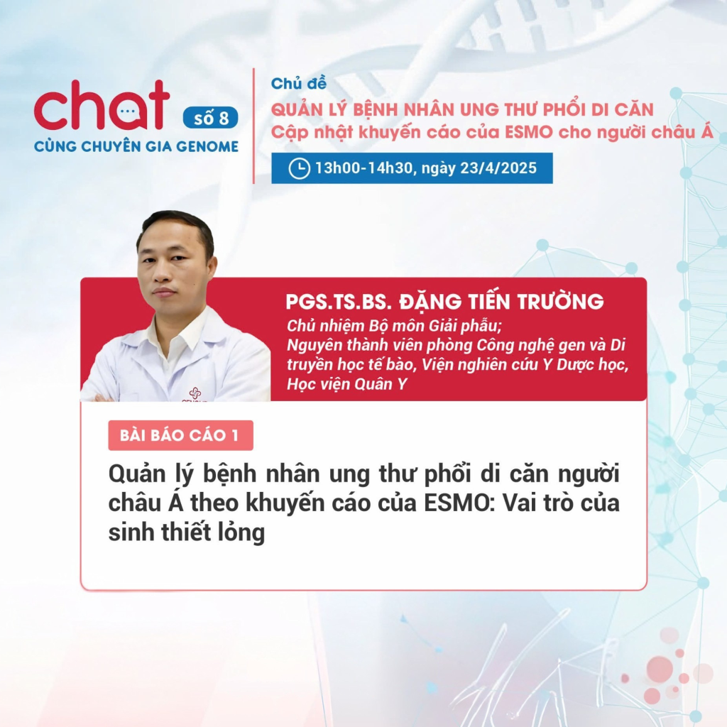 Bài báo cáo: “Quản lý bệnh nhân ung thư phổi di căn người Châu Á theo khuyến cáo của ESMO: Vai trò của sinh thiết lỏng”.