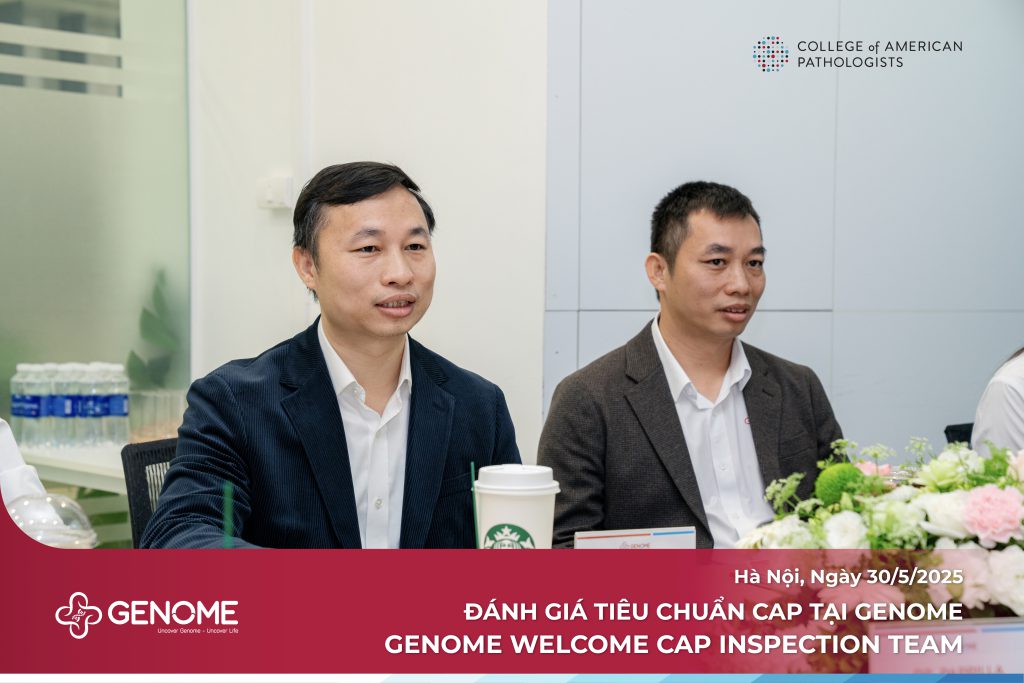 Đại diện phía Genome có ông Đặng Tiến Định – Giám đốc điều hành Genome, PGS.TS.BS Đặng Tiến Trường - Cố vấn Chuyên môn Xét nghiệm Genome